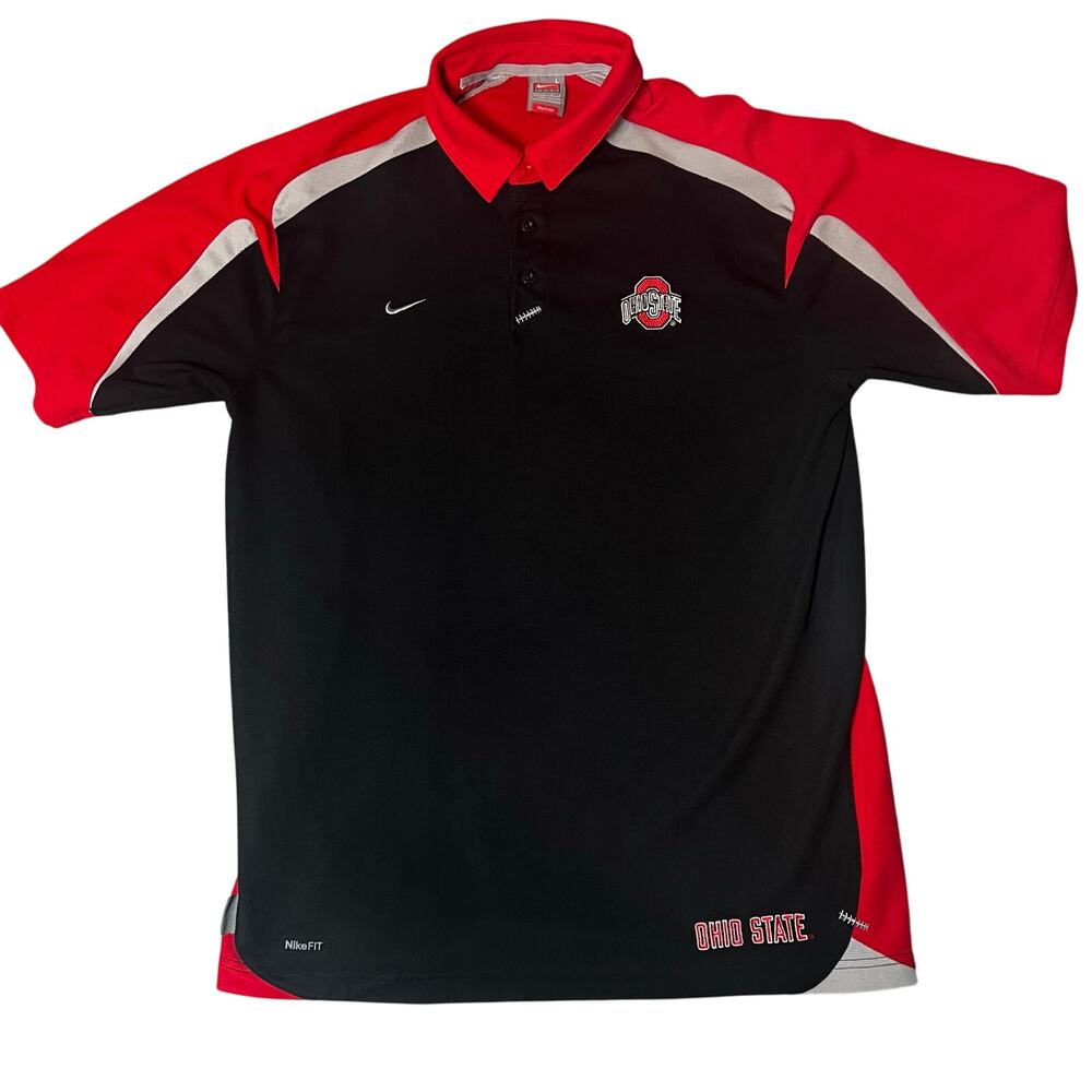 Vintage Nike team embroidered Dri-FIT Ohio State Buckeyes Polo Shirt Men  large